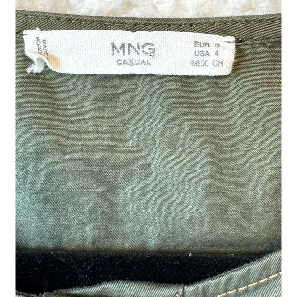 Mango MNG Size 4 Women's Olive Green Cargo Snap Front Collared Dress - Picture 4 of 8
